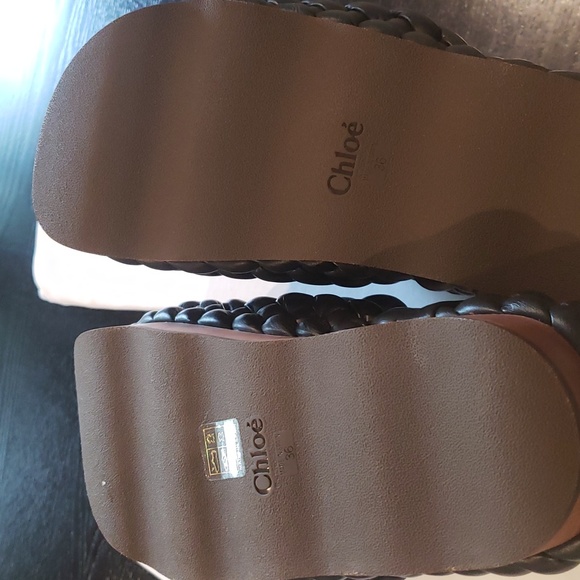 NWB! Chloe Wavy Leather Platform Slides 6/ 36 - Picture 6 of 8